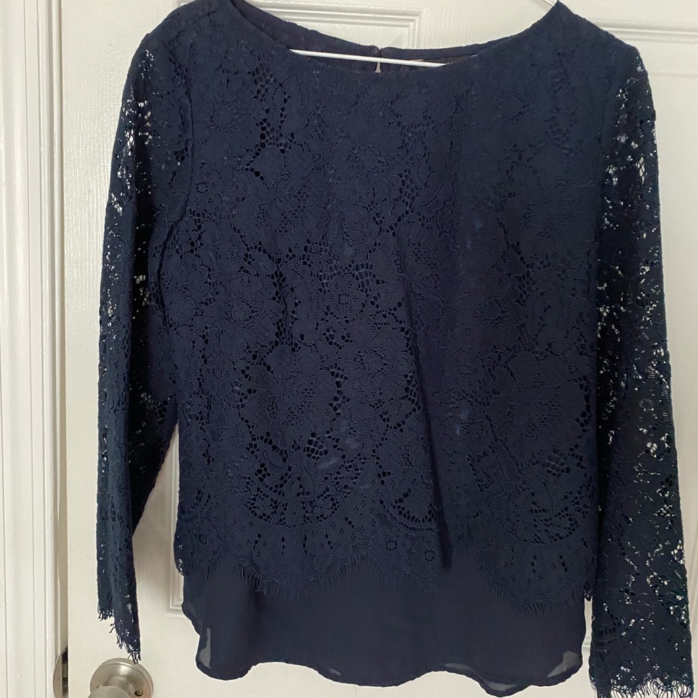 Navy lace overlay top